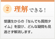 理解できる！　受講生からの「なんでも質問タイム」を設け、どんな疑問も見逃さず解消します